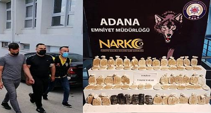 Adana'da Otomobilde  yapılan aramada14 Kilo Esrar Ele Geçirildi